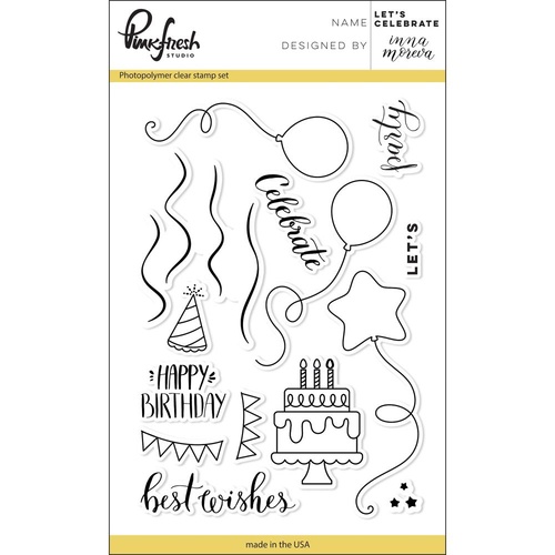 PinkFresh Studio Clear Stamp Set 4x6" Let's Celebrate