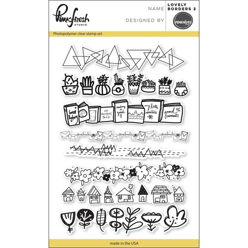 PinkFresh Studio Clear Stamp Set 4x6" Lovely Borders #2