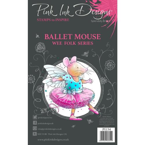 Pink Ink Ballet Mouse Stamp