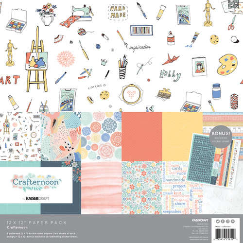 Kaisercraft Crafternoon Scrapbook Paper Pack with Bonus Sticker Sheet