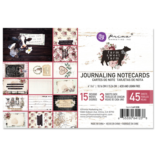 Prima Farm Sweet Farm 4x6" Journaling Cards
