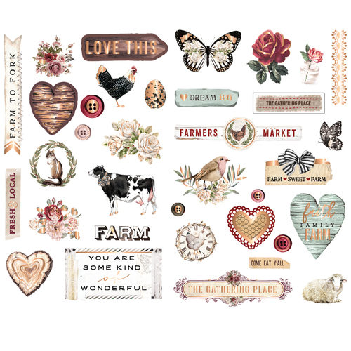 Prima Farm Sweet Farm Chipboard Stickers