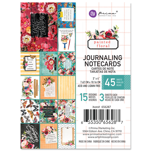Prima Painted Floral 3x4" Journaling Cards