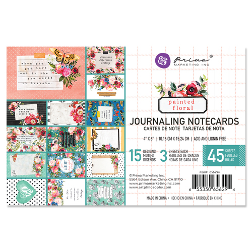 Prima Painted Floral 4x6" Journaling Cards