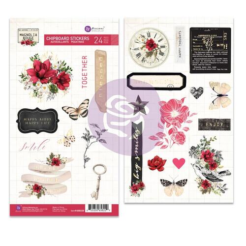 Prima Magnolia Rouge Chipboard Stickers