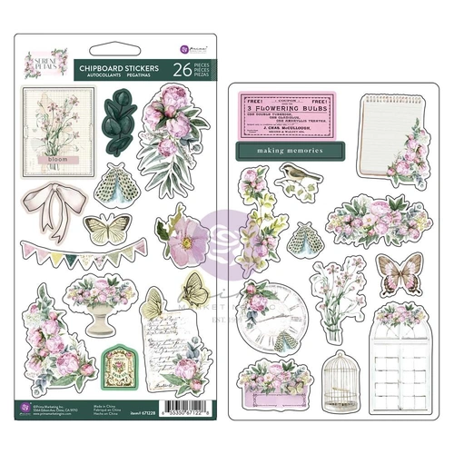 Prima Serene Petals - Chipboard Stickers