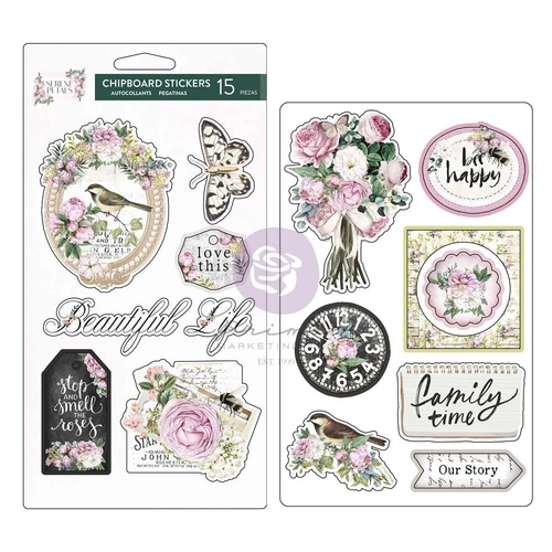 Prima Serene Petals - Chipboard Stickers