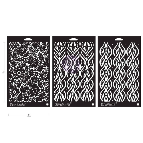 Finnabair Art Alchemy Stencil Set - Victorian Tiles 3pk