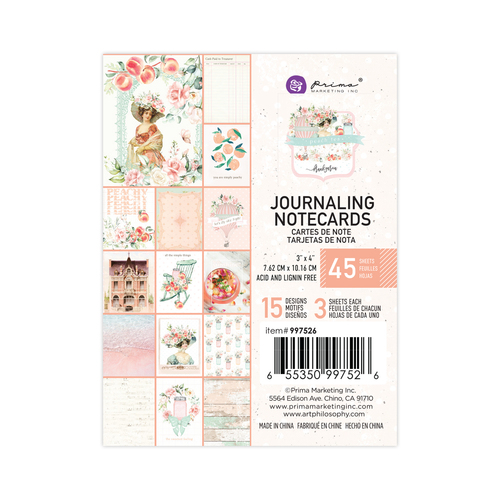 Prima Peach Tea 3x4" Journaling Cards