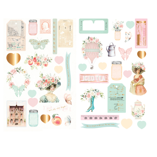 Prima Peach Tea Chipboard Stickers