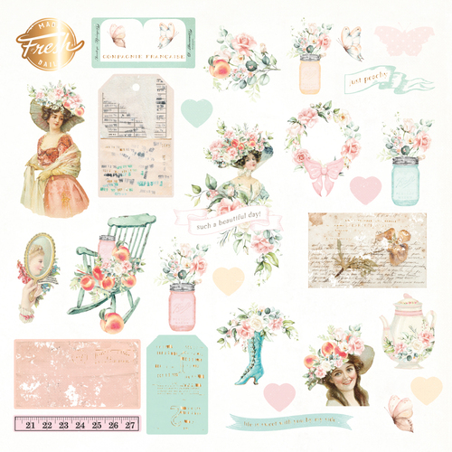 Prima Peach Tea Ephemera #2 Die-Cuts