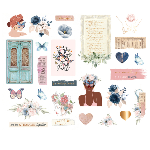 Prima Indigo Chipboard Stickers