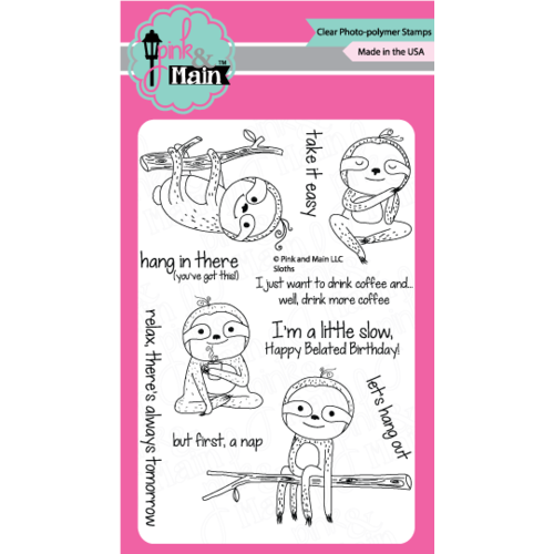 Pink & Main Clear Stamp 4x6" Sloths
