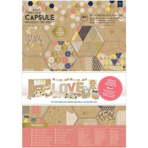 Papermania Geometric Kraft Ultimate A4 Die-Cuts & Paper Pack