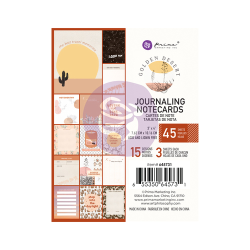 Prima Golden Desert 3x4" Journaling Cards