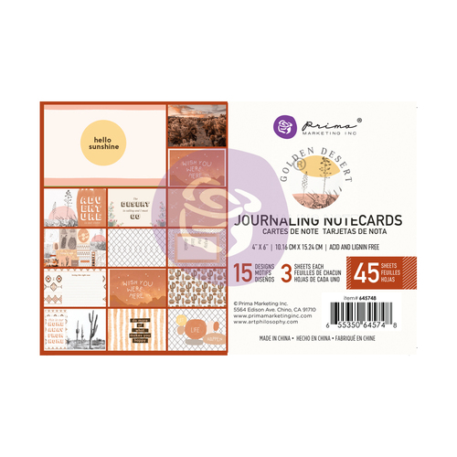 Prima Golden Desert 4x6" Journaling Cards