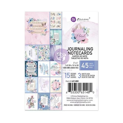 Prima Watercolor Floral 3x4" Journaling Cards Pad