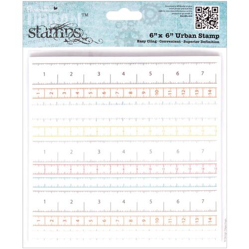 Papermania Happy Days Cling Urban Stamp Measuring Tape