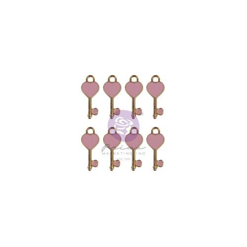 Prima Magic Love Heart Keys Enamel Charms