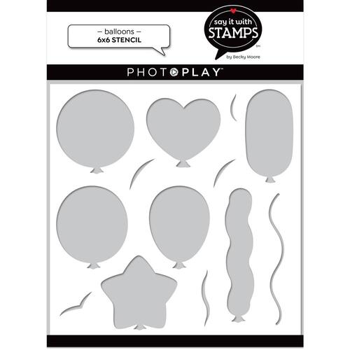 PhotoPlay Say It With Stamps Balloons Stencil