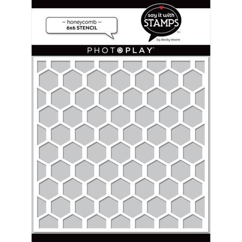 PhotoPlay Say It With Stamps Honeycomb Stencil