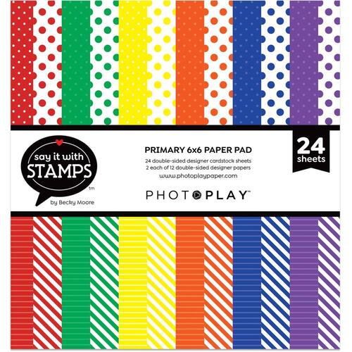 PhotoPlay Say It With Stamps Primary Dots & Stripes 6" Paper Pad