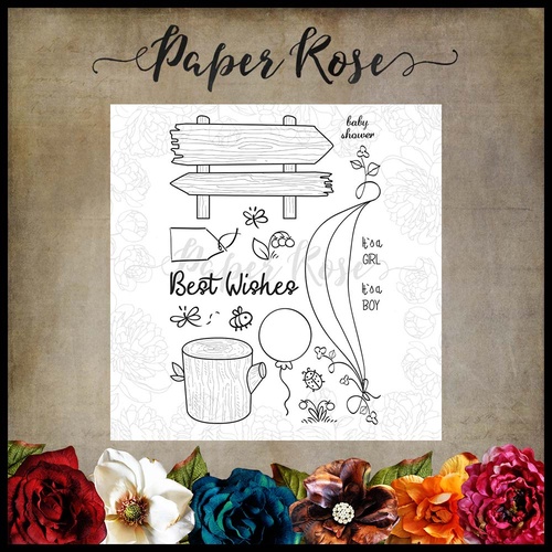 Paper Rose Stamp Bush Babies