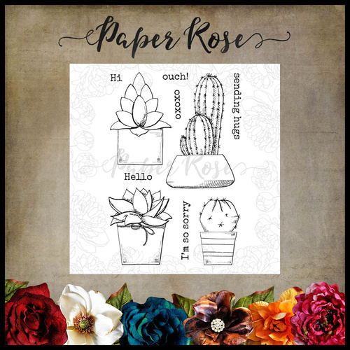 Paper Rose Stamp Cactus Greetings