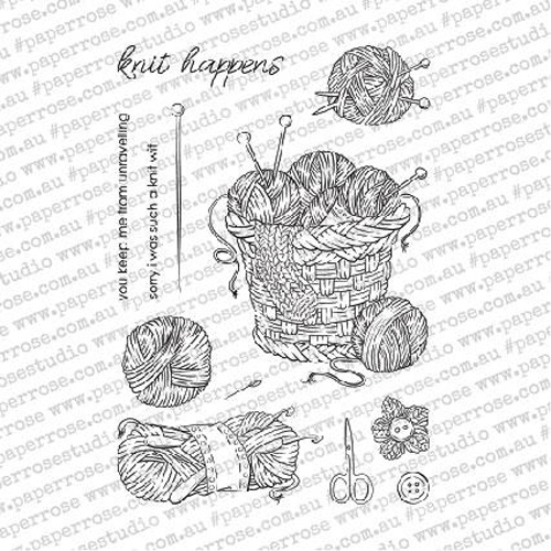Paper Rose Stamp Knit Happens
