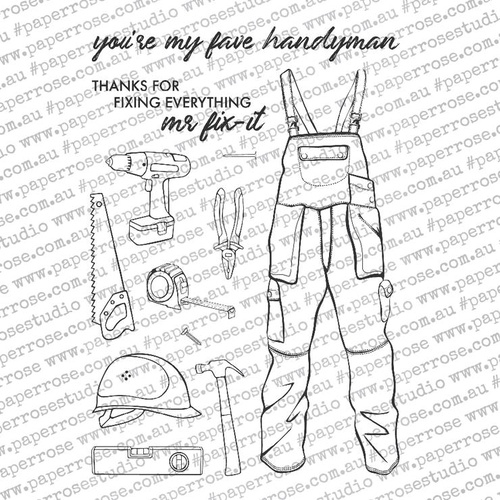 Paper Rose Stamp Handyman Elements