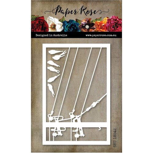 Paper Rose Birds on Powerline Rectangle Frame Metal Die