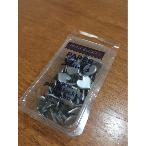 Print Blocks Brads Cupid Heart Large Brushed Silver 50pc
