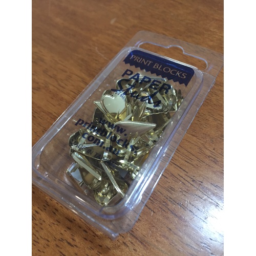 Print Blocks Brads Long Heart Gold 50pc