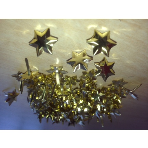 Print Blocks Brads Flat Top Faceted Gold Star approx 100