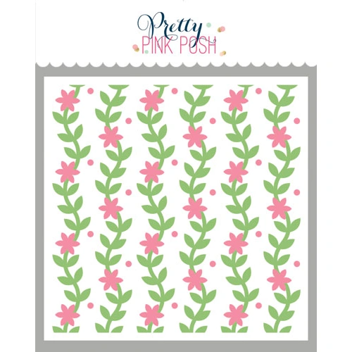 Pretty Pink Posh Layered Blooming Vines Stencil (2pc)