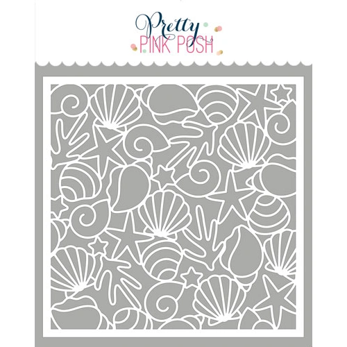 Pretty Pink Posh Seashell Background Stencil
