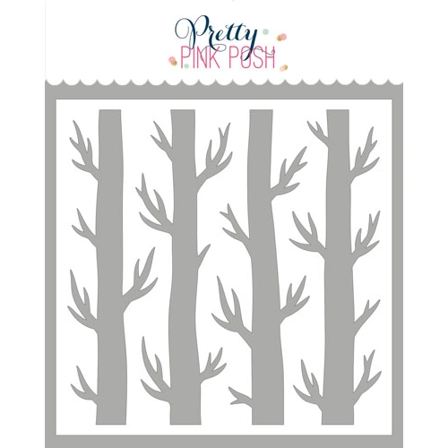 Pretty Pink Posh Spooky Trees Background Stencil