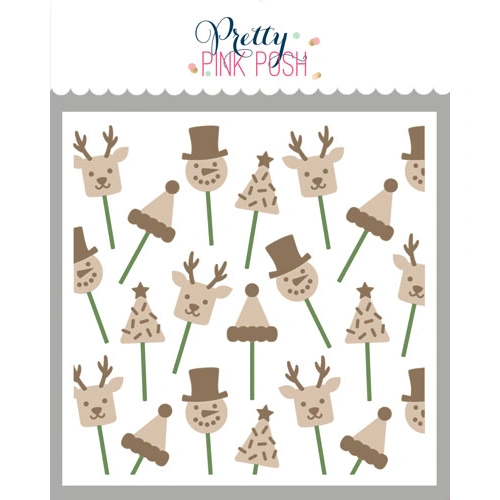 Pretty Pink Posh Layered Christmas Cake Pops Stencil 3pc