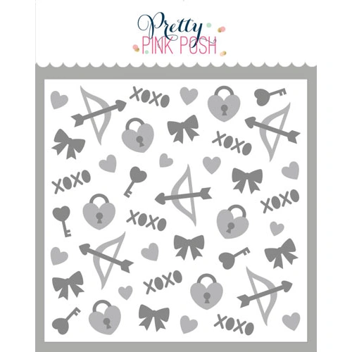 Pretty Pink Posh Layered Cupid Items Stencils 2pc
