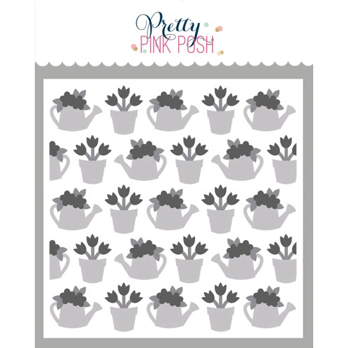 Pretty Pink Posh Layered Watering Can Floral Stencils 3pk