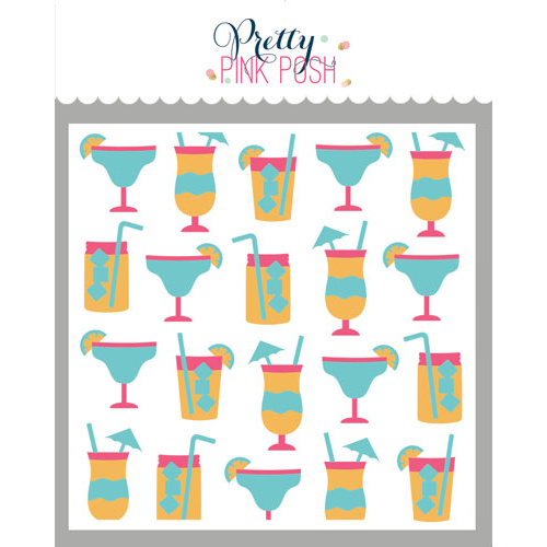 Pretty Pink Posh Layered Summer Drinks Stencil (3pc)