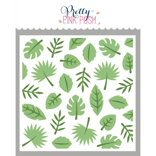 Pretty Pink Posh Layered Tropical Leaves Stencil (2pc)