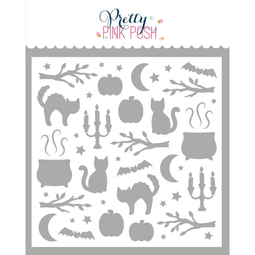 Pretty Pink Posh Halloween Silhouettes Background Stencil