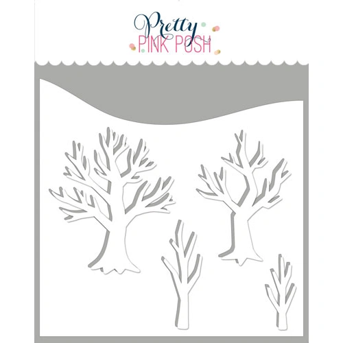 Pretty Pink Posh Spooky Trees w/Masks Stencil