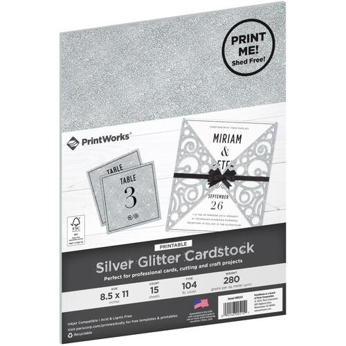 PrintWorks Printable Silver Glitter Cardstock