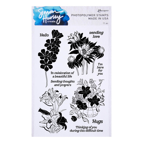 Simon Hurley create. Inked Blooms Clear Stamp Set