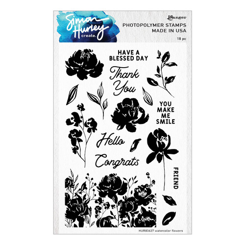 Simon Hurley create. Watercolor Flower Clear Stamps