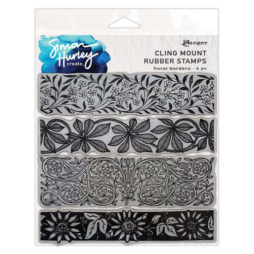 Simon Hurley create. Floral Borders Cling Mount Rubber Stamps