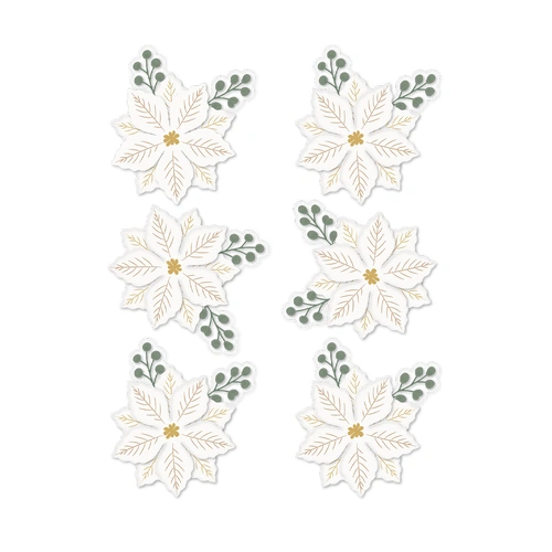 Rosie's Studio Sleigh Bells Ring Gold Poinsettias Dimensional Acetate Stickers