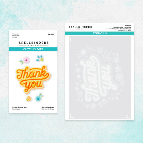 Spellbinders Floral Thank You Stencil and Die Bundle